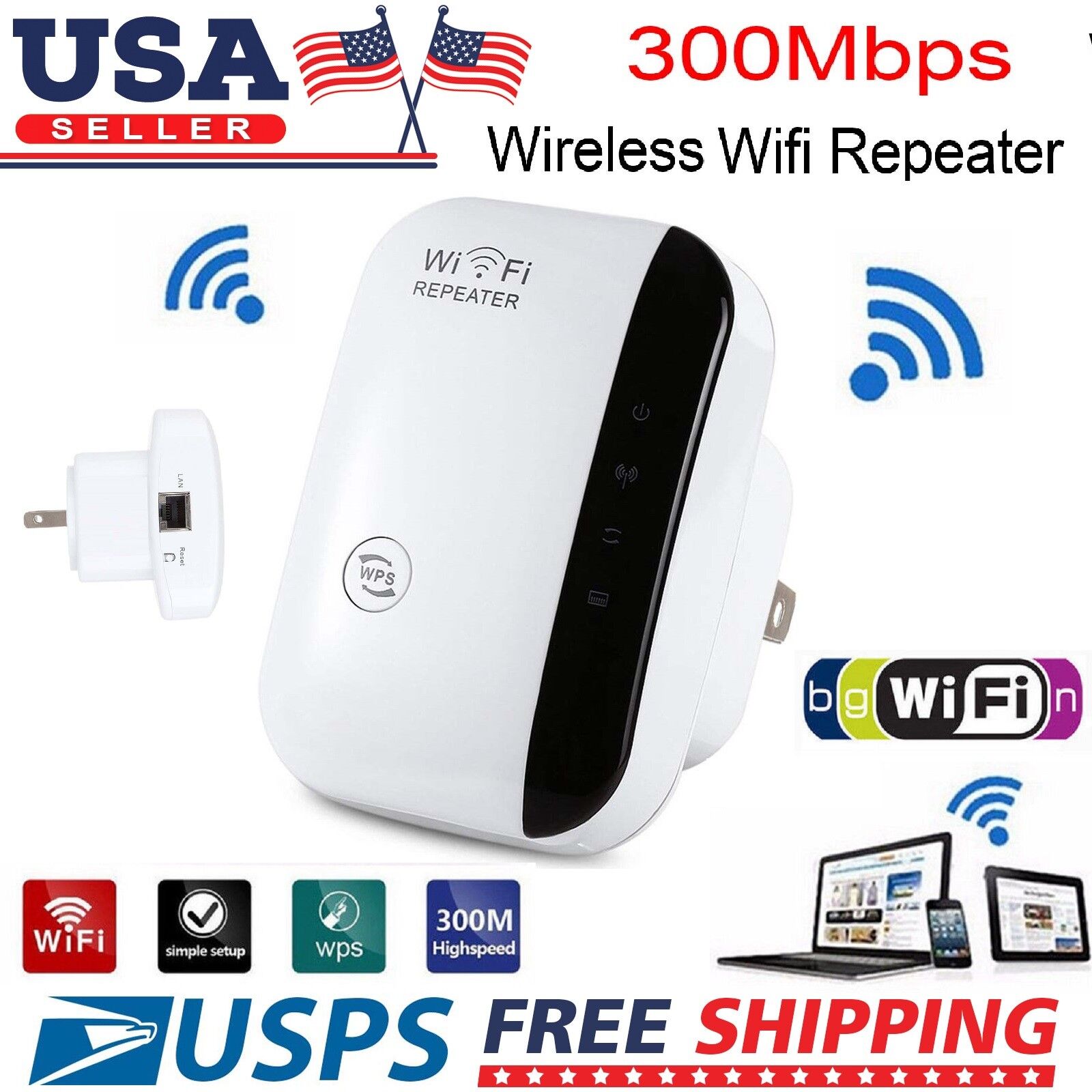 WiFi Blast Wireless Repeater Wi-Fi Range Extender 300Mbps WifiBlast Amplifier US