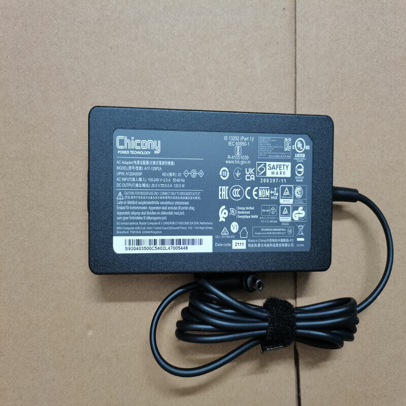 New Original Chicony/MSI 20V 6A AC Adapter for MSI GV15 Thin 11SCV 11SC Laptop