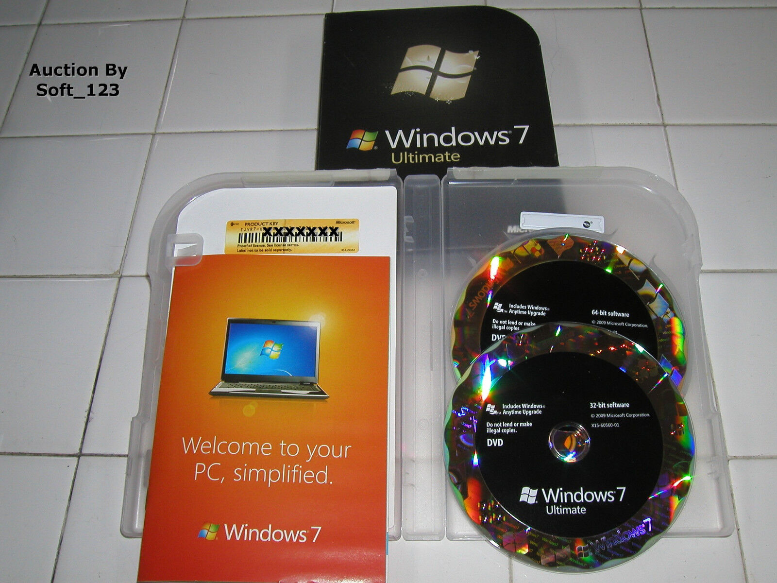 Microsoft Windows 7 Ultimate 32 Bit and 64 Bit DVDs MS WIN Full Retail Box Vers.