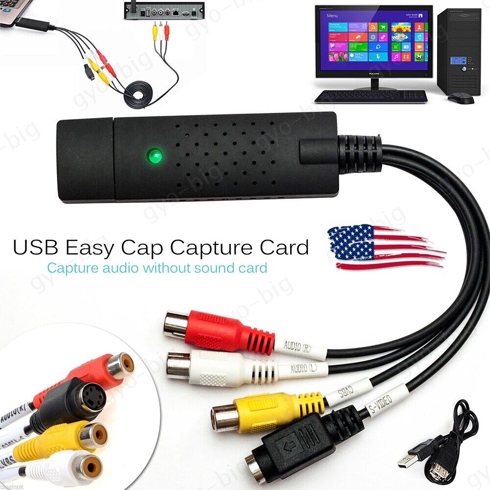 Easycap USB 2.0 Audio Video VHS to DVD Converter Capture Card Dongle Adapter NEW