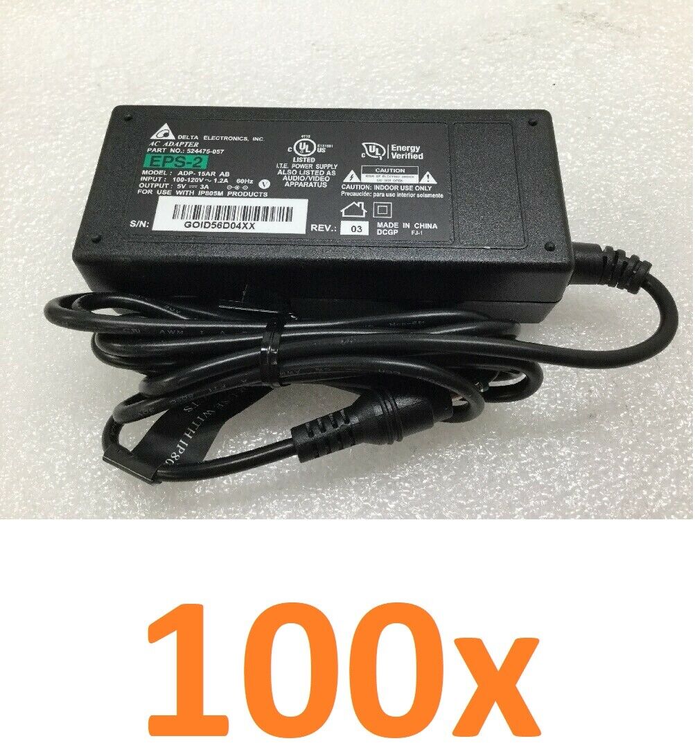 Lot of 100 - Delta 15W 5V 3A AC Adapter ADP-15AR Power Supply Charger EPS-2