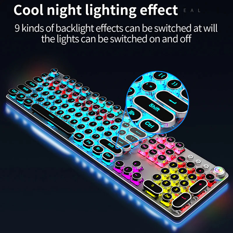 Steampunk RGB Mechanical Gaming Keyboard With Multimedia Switch