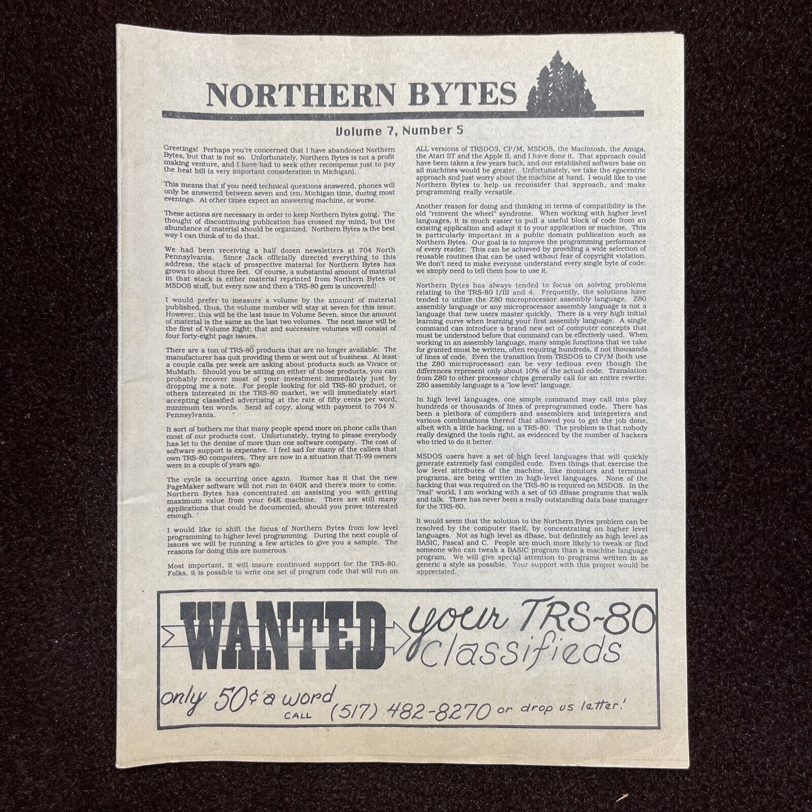Northern Bytes TRS-80 Computer Magazine - Volume 7 Number 5 - 1985