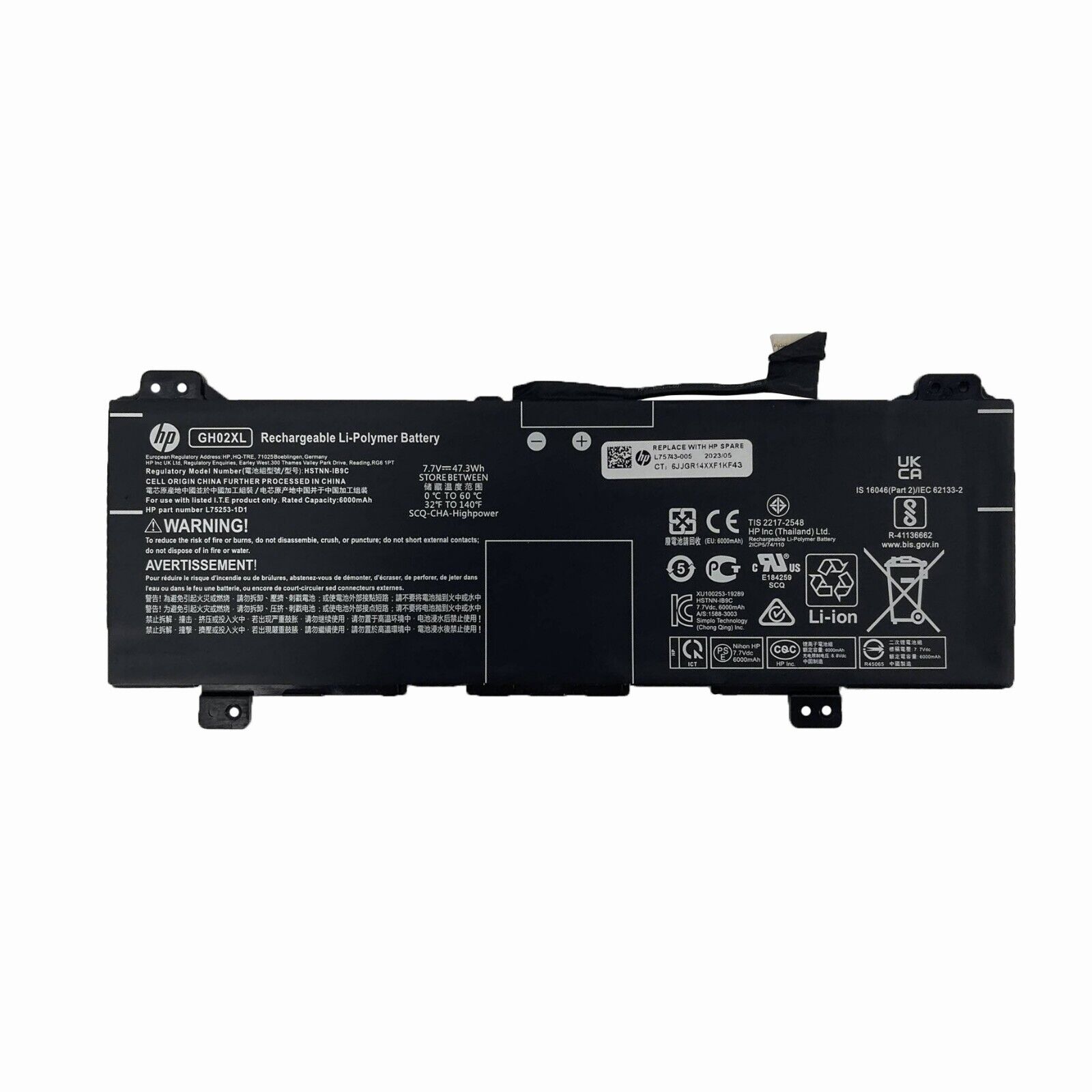 Genuine 47.3Wh GH02XL Battery For HP Chromebook 14 G6 14A-NA 14-CA L75783-005