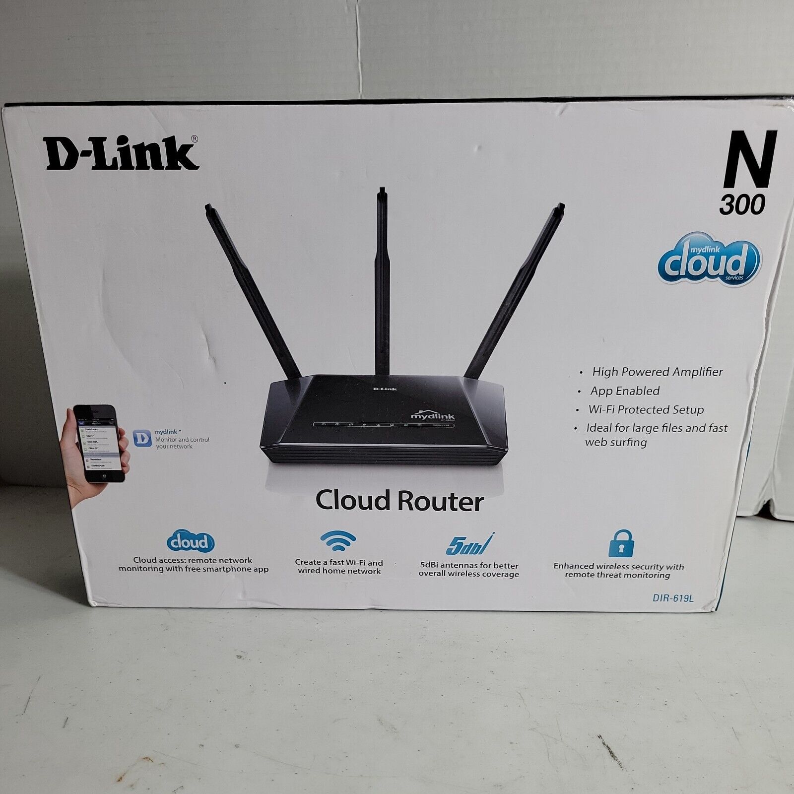 D Link 300 Mbps WiFi 4-Port Wireless N Router DIR-619L-ES  No Power Supply