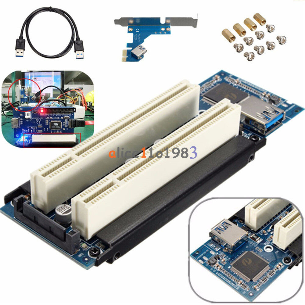 PCI-E Express X1 to Dual PCI Riser Extend Adapter Card With USB 3.0 Cable