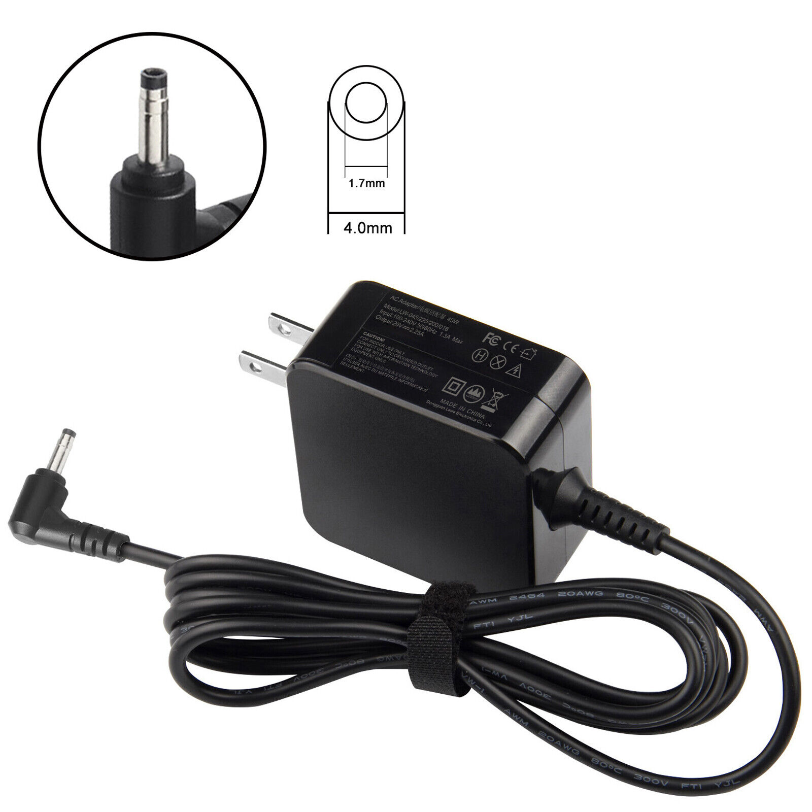 For Lenovo Ideapad 110-15ISK,110-15IBR AC Wall Power Charger Adapter 20V 2.25A