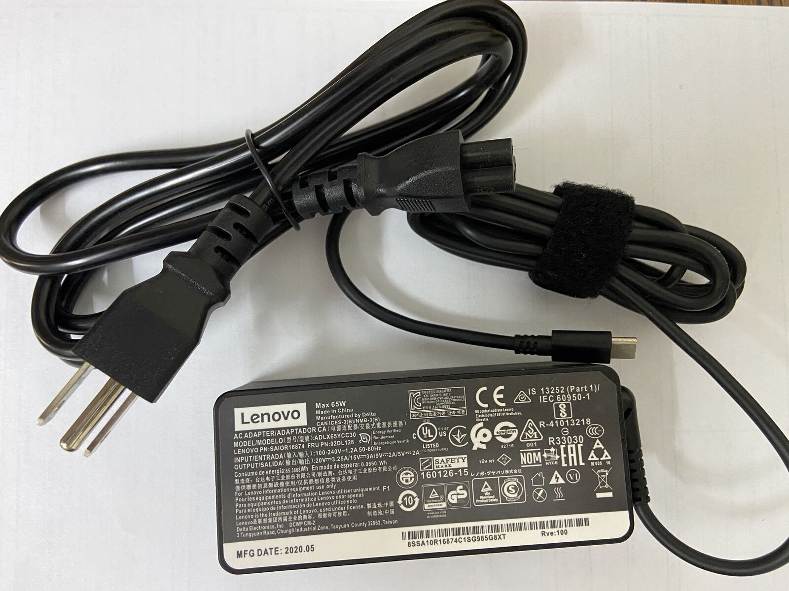 Lenovo 65W Type-C Charger Adapter DLX65YLC3A SA10M13945 01FR024 PA-1650-46 OEM