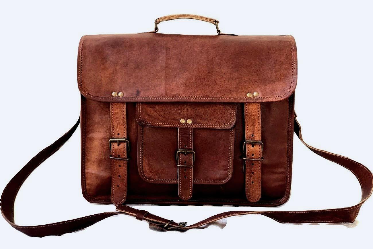 Genuine Vintage Brown Leather Messenger Shoulder Laptop Bag Briefcase New Men's