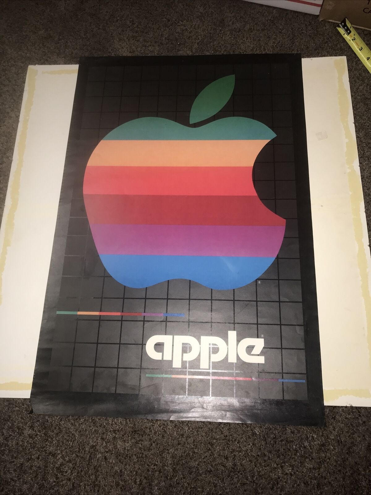 Vintage. Unique Original Apple Computers Rainbow Logo.1980 poster. 17.5”x 26.5”