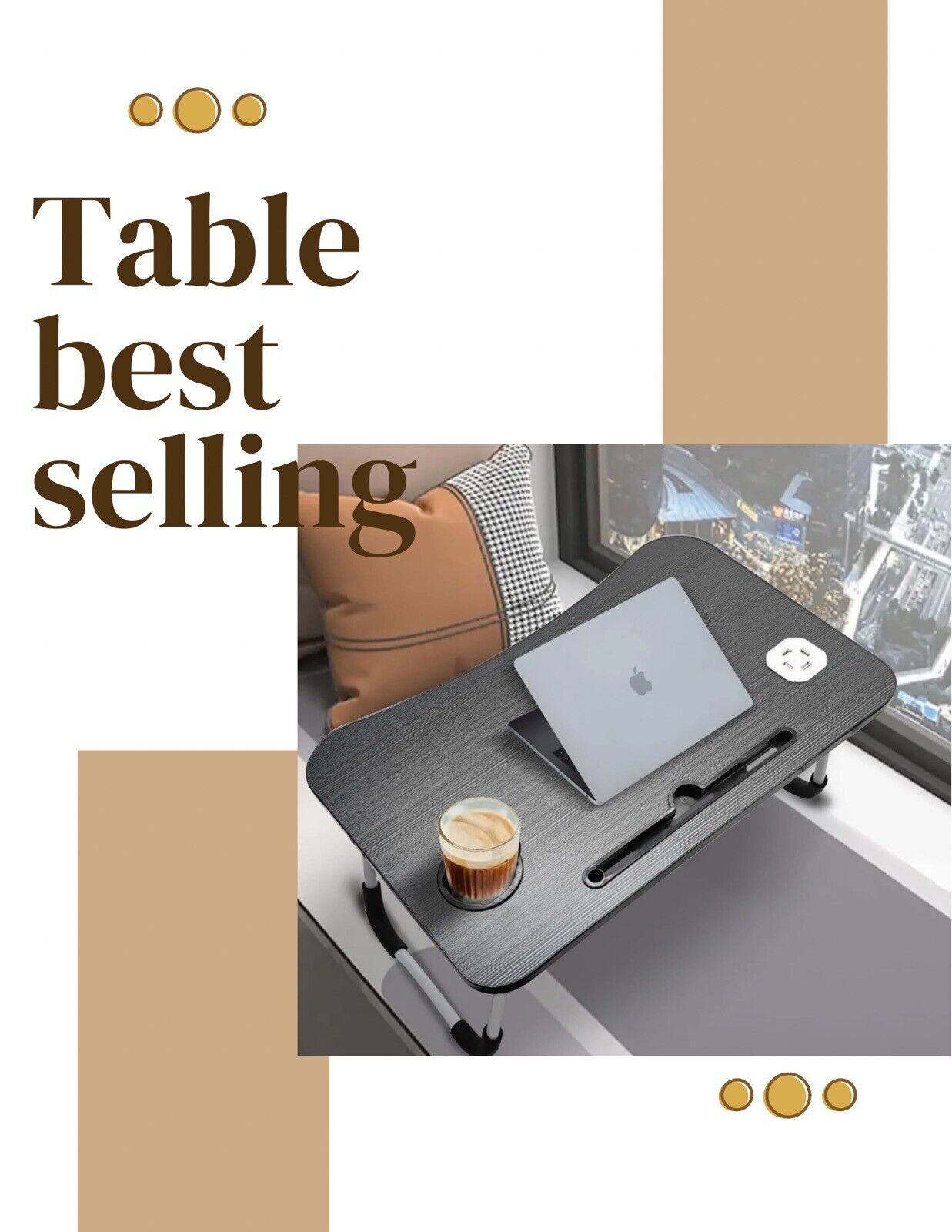 Laptop Bed Desk, Portable Foldable Bed Tray Table with 4 USB Ports/Cup Holder...