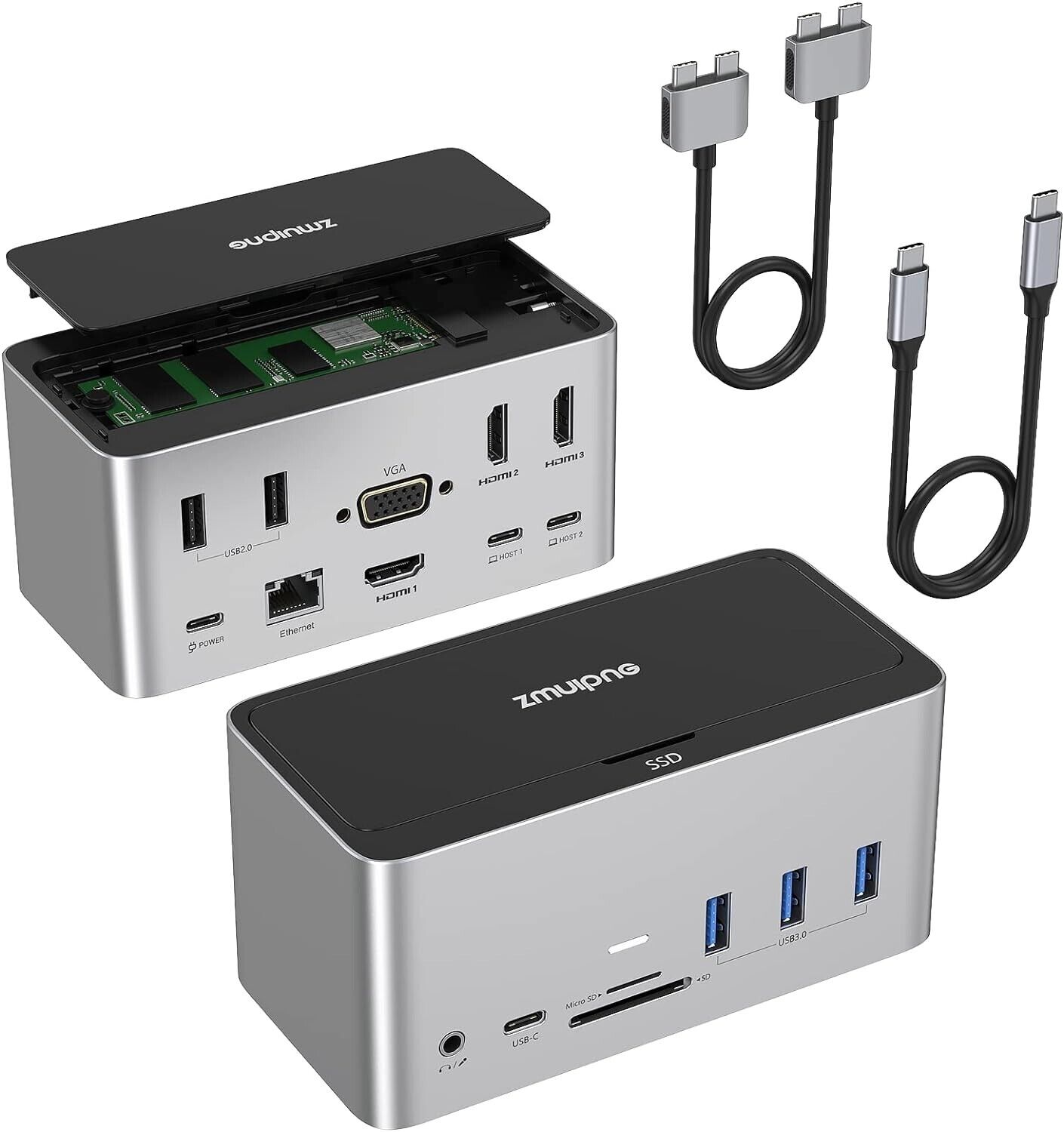 ZMUIPNG /Abiwazy 7 in 1 USB C Hub Dual Monitor Multiport Adapter Docking Station