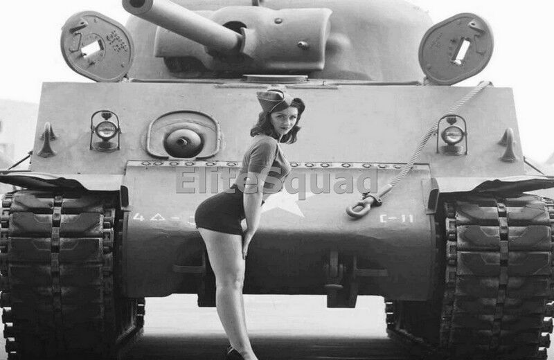 WW2 Picture Photo M2A4 Sherman Tank Pinup 836