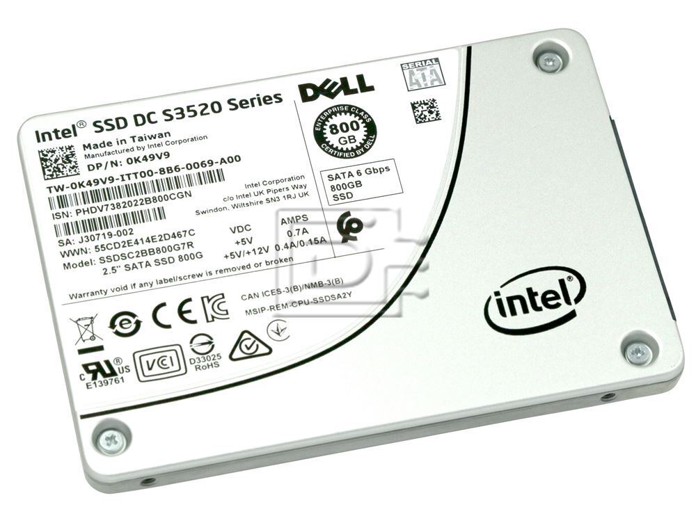 Dell K49V9 Intel SSDSC2BB800G7R / SSDSC2BB800G701 800GB 2.5 6Gbps MLC SATA SSD