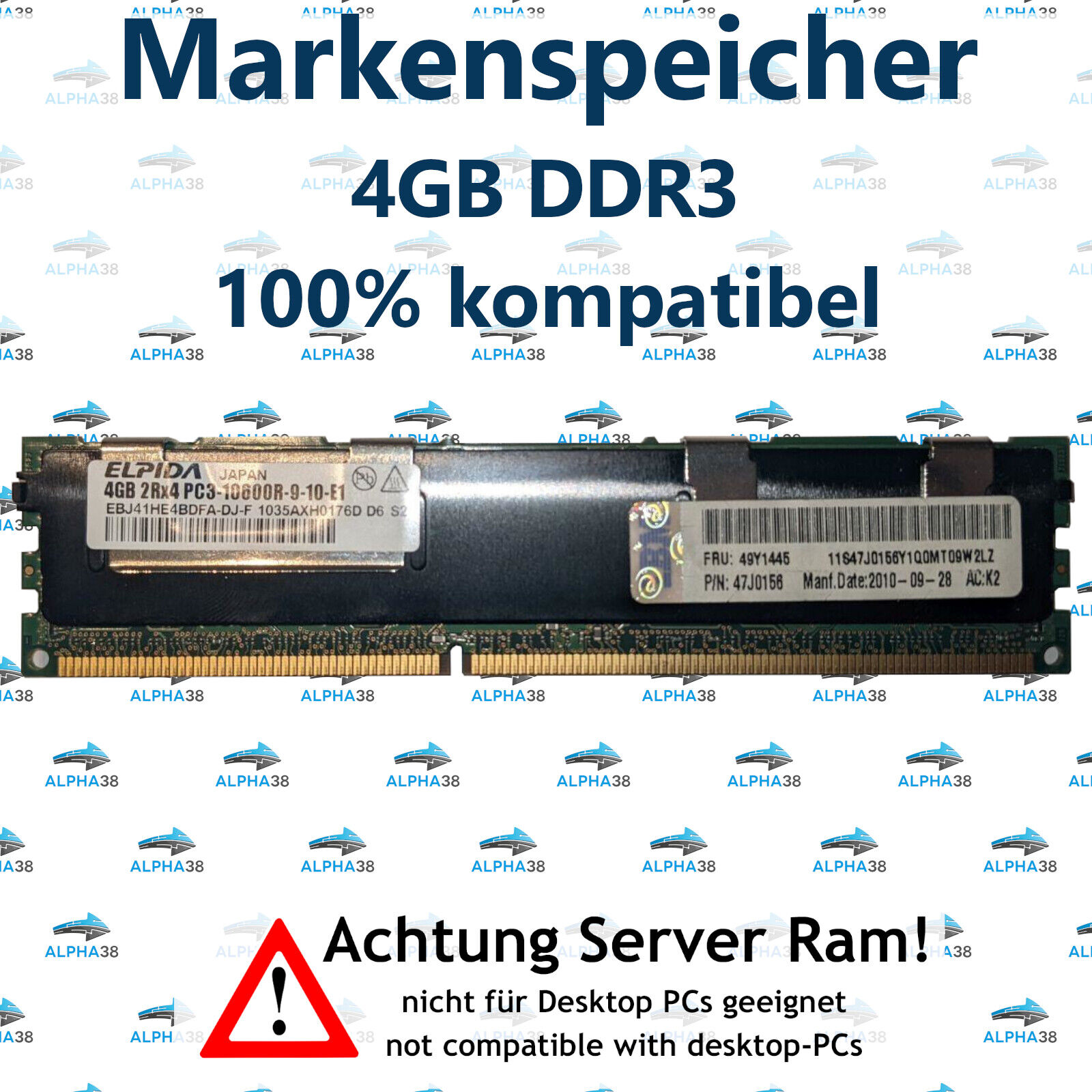 64 GB (16x 4 GB) Rdimm ECC Reg DDR3 HP HPE Proliant DL360 Gen7 G7 Server RAM
