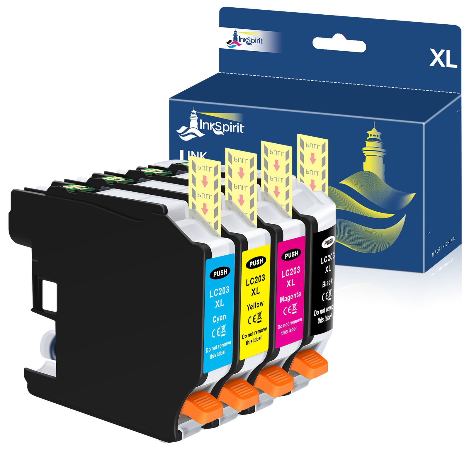 4PK LC203XL Ink Cartridge for Brother MFC-J460dw MFC-J480dw MFC-J485dw LC201 203