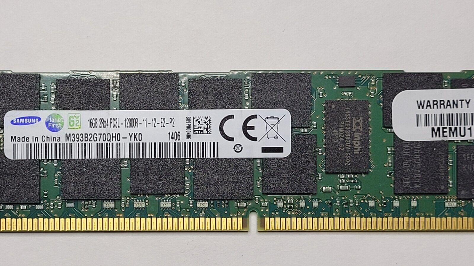 SAMSUNG 16GB PC3L-12800R 2Rx4 ECC Reg 1.35v RAM M393B2G70QH0-YK0