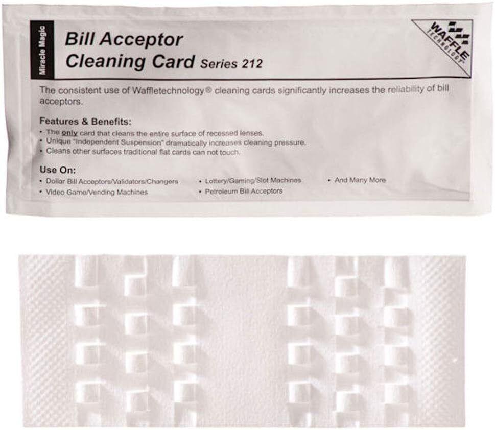 Waffletechnology Bill Acceptor Cleaning Cards White w/Miracle Magic (15) 15 