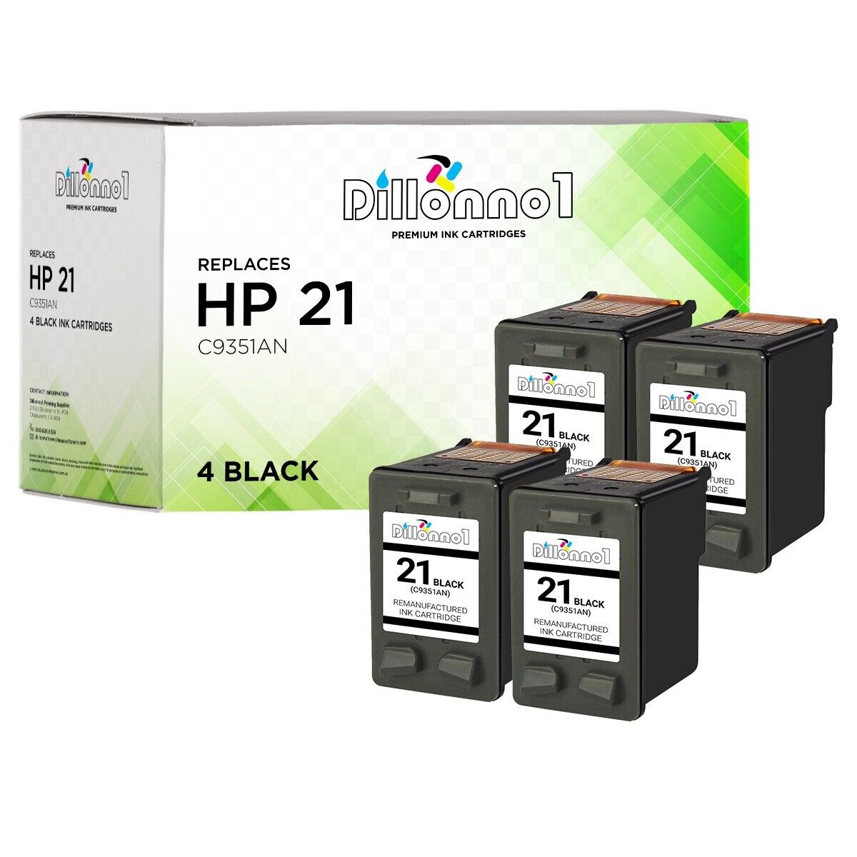 4 PACK For HP 21 Black Cartridges For Deskjet 3910 3915 3920 3930 3938 3940