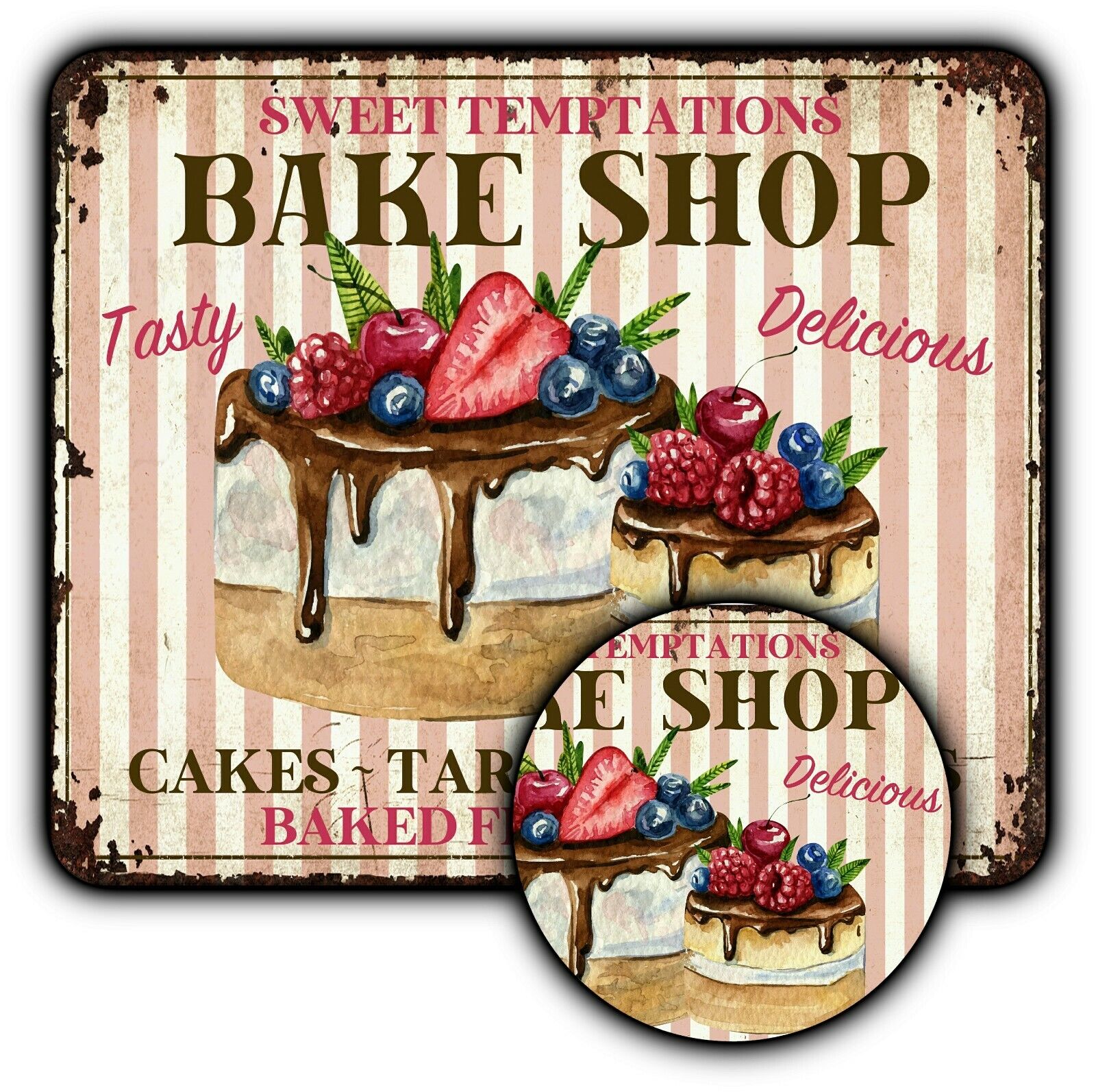 Mouse Pad Sign + Coaster - Vintage Style - Bakery Shop - 1/4\