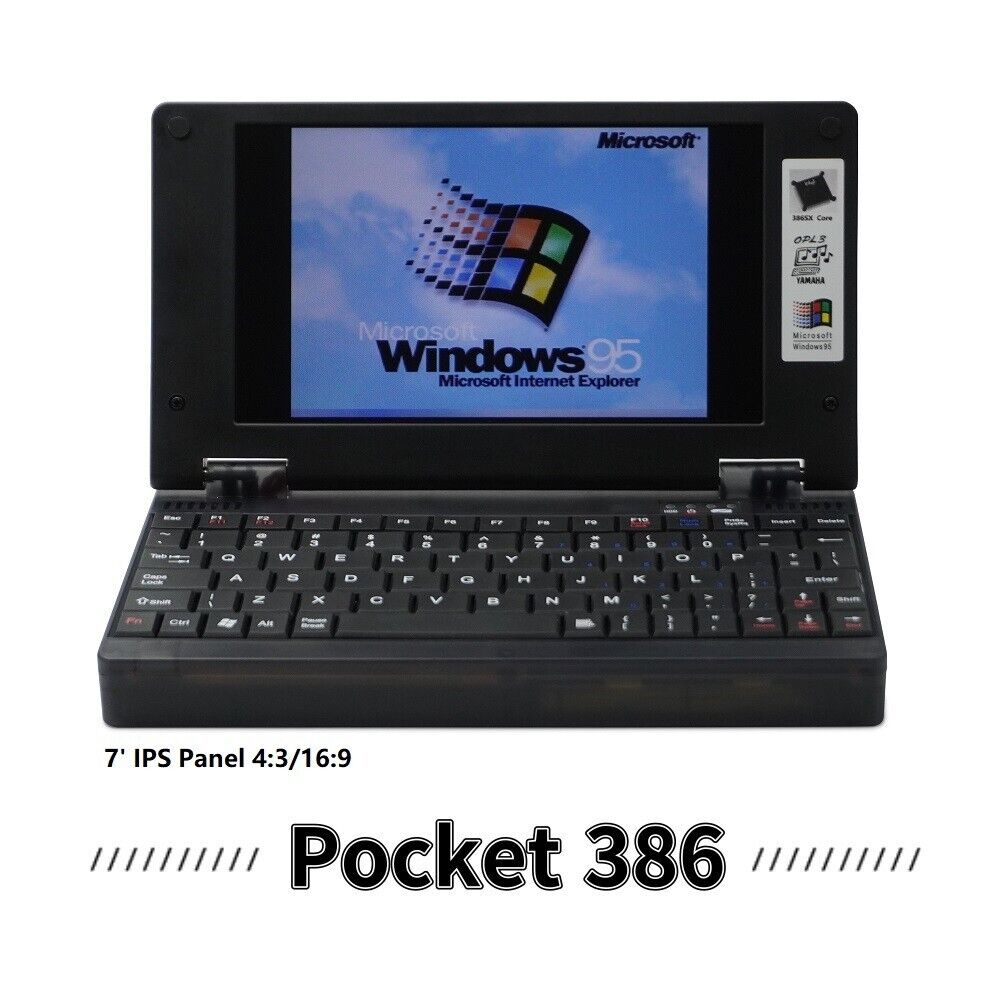 Pocket386 Retro DOS Computer 386sx-40Mhz Core M6117Soc  Hand386 upgrade black