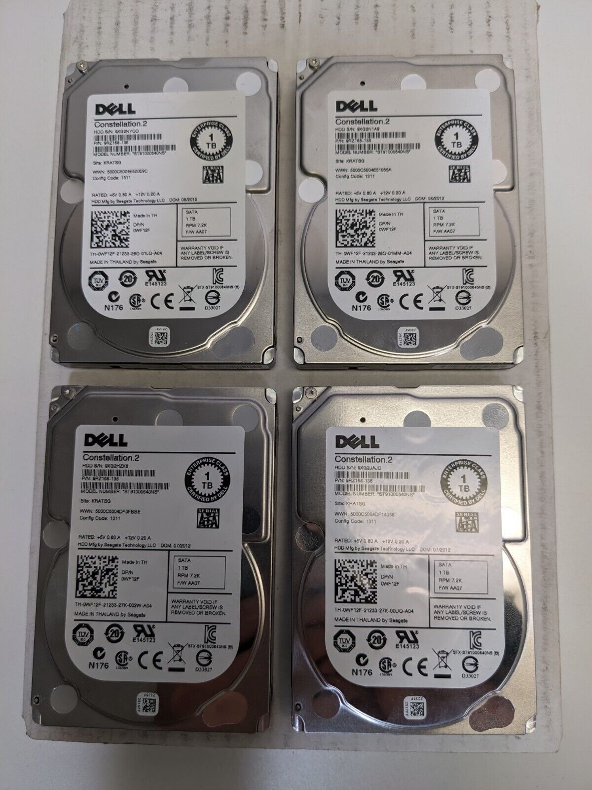 Lot of 4 - DELL Seagate Constellation.2 6Gb/S 1TB HDD (ST91000640NS) 9RZG2HZX8