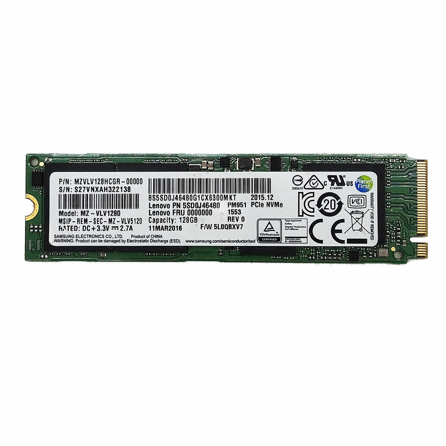 Samsung 128GB PM951 Nvme Festkörperlaufwerk SSD PCIe Internal Solid State Drive