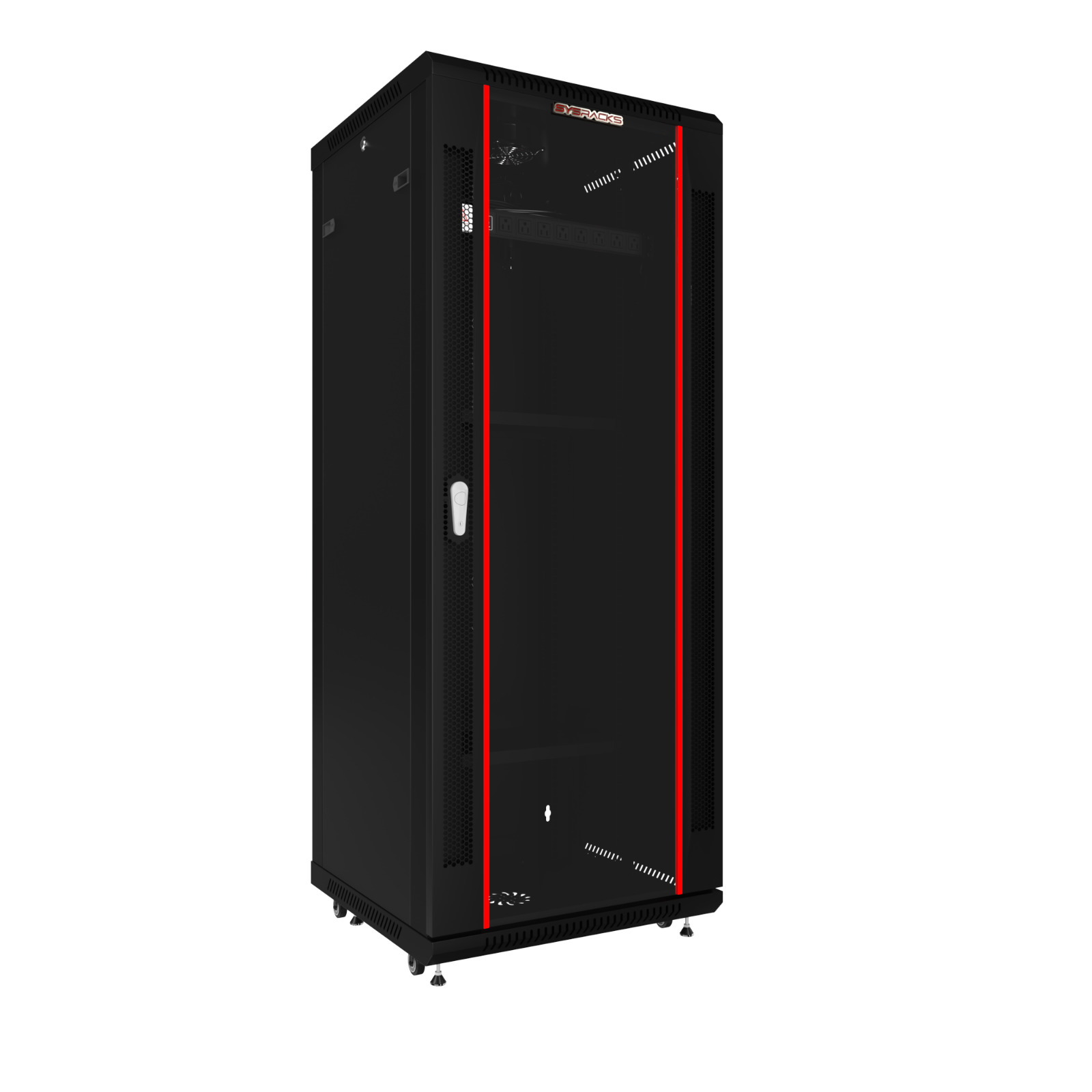 27U Rack 600 mm Depth Server Data Cabinet w/ PDU - 2 Shelves - Fan - Casters 