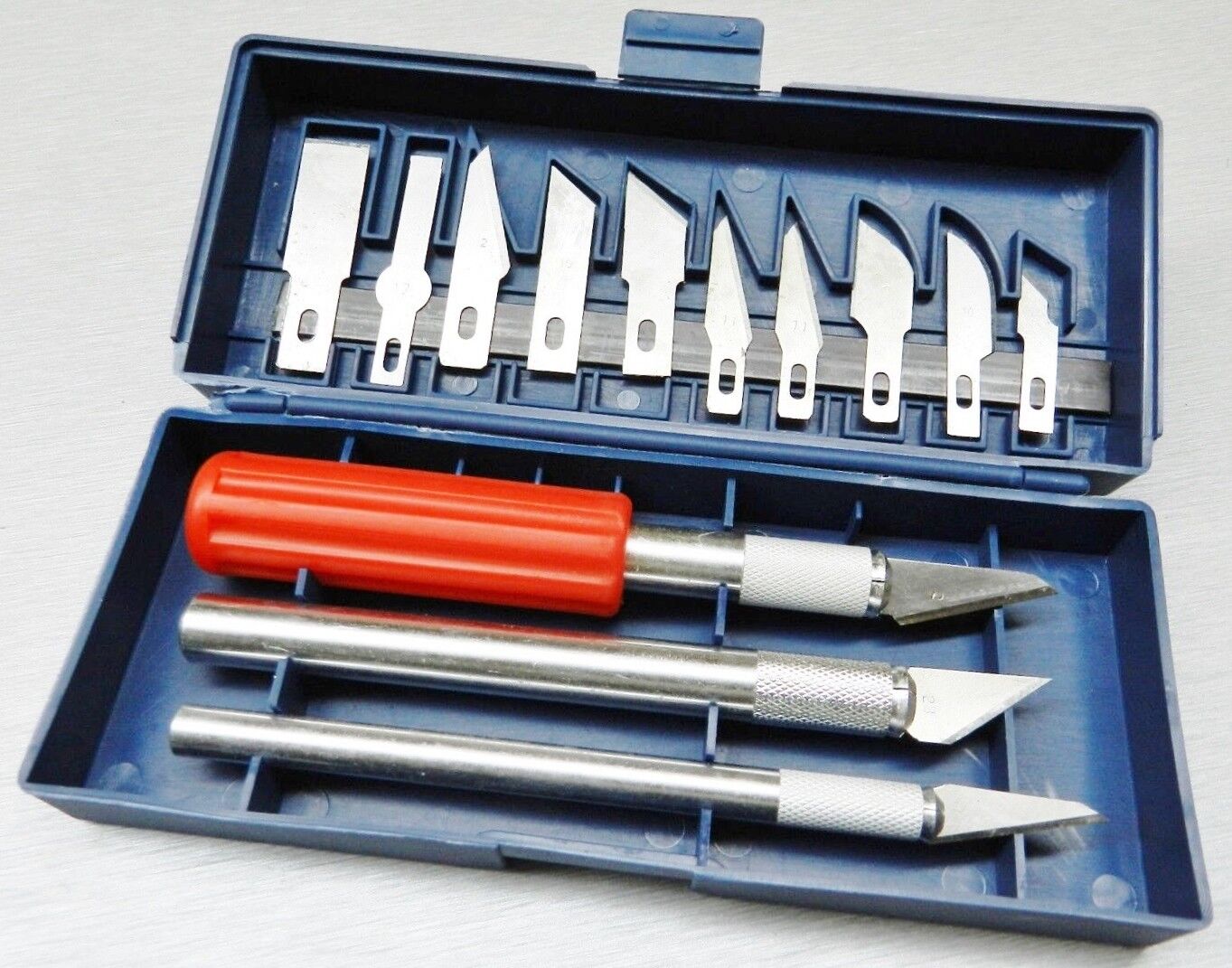 16 Pc Hobby Knife Set Arts & Craft Kit - Cut & Trim 3-Handles & 13 Blades Boxed