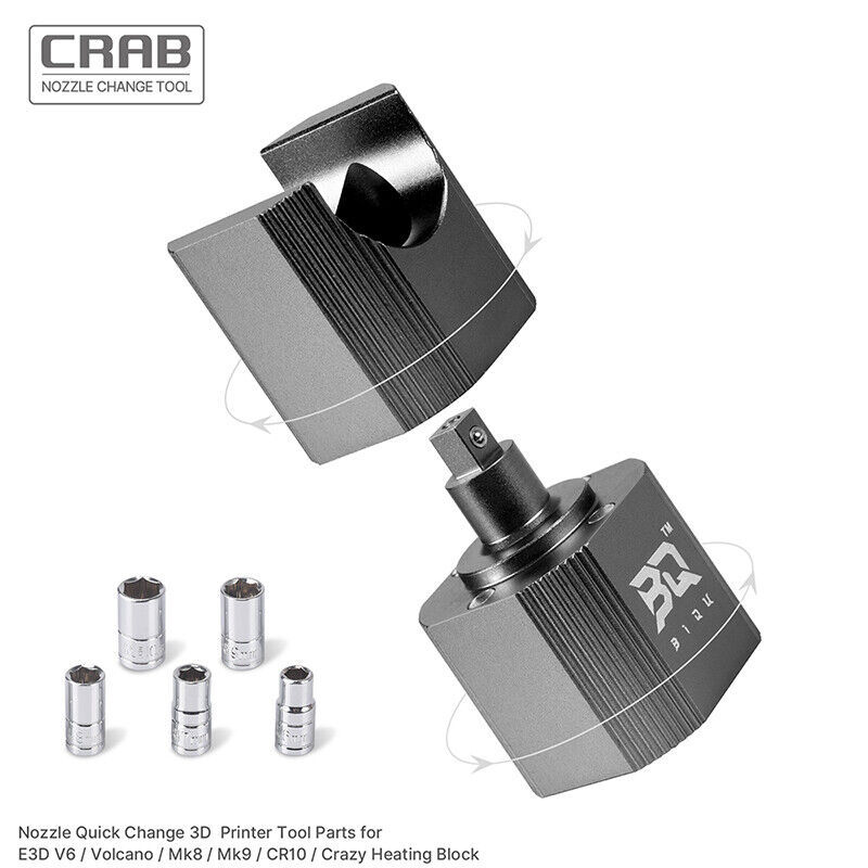 CRAB Nozzle Change Tool Remove install Replace Aluminum Block For V6 MK8/Volcano