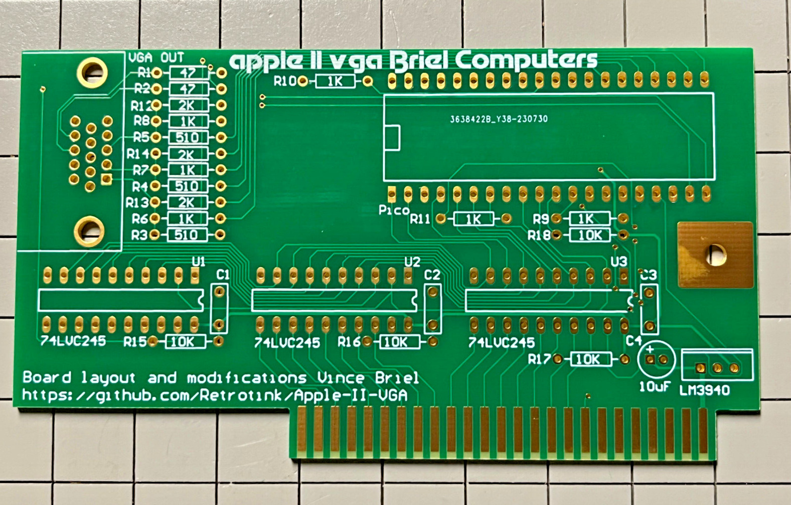 APPLE II, II+, IIe VGA Graphics Card, PCB only, Razor Sharp Graphics