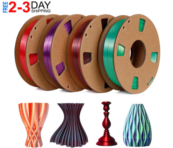 3D Printer Silk Dual-Color PLA Filament Bundle 1.75mm,Multi Color 250g X4 Pack