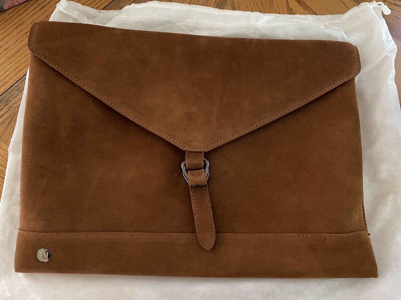 NEW Flume Brown Suede Laptop Bag Clutch Pouch