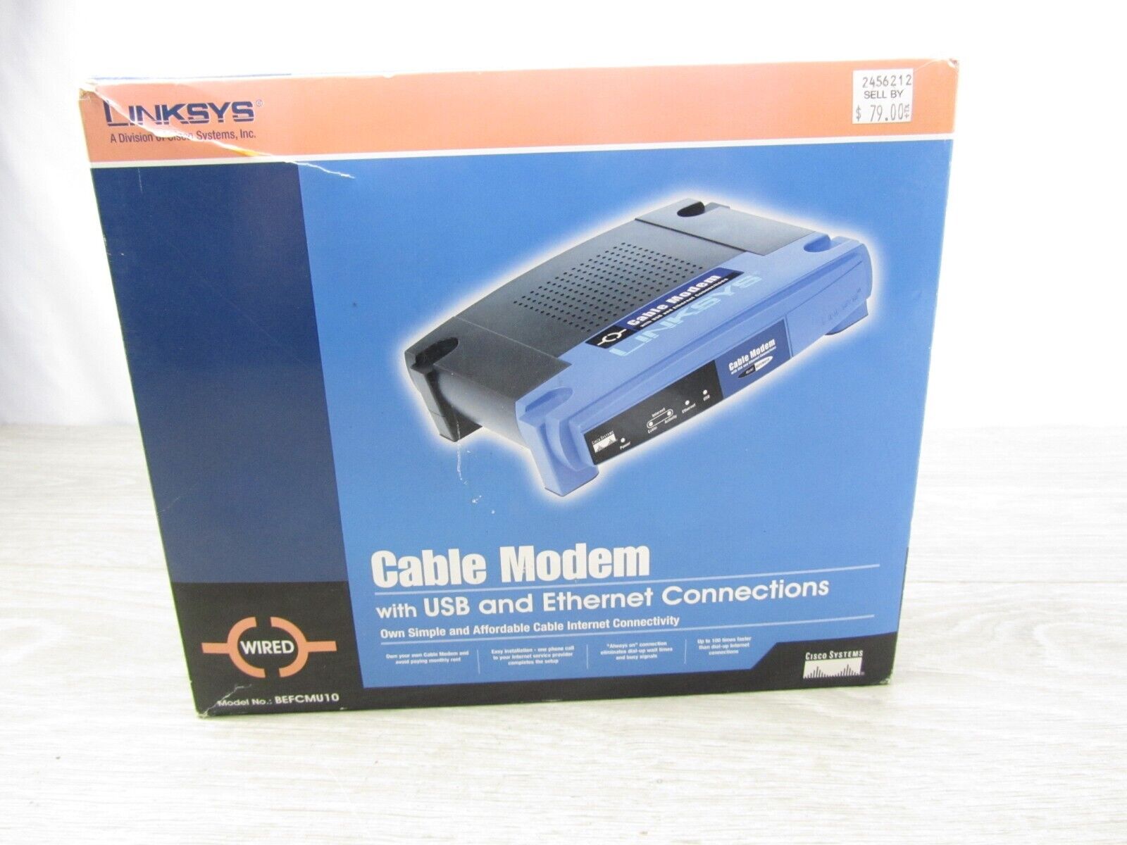 Linksys EtherFast Cable Modem & USB With Ethernet Connections BEFCMU10 NEW