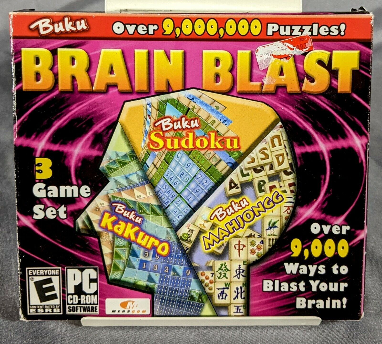 Brain Blast Buku - 3 Games Sudoku, Kakuro, & Mahjongg. PC CD ROM Sealed Windows