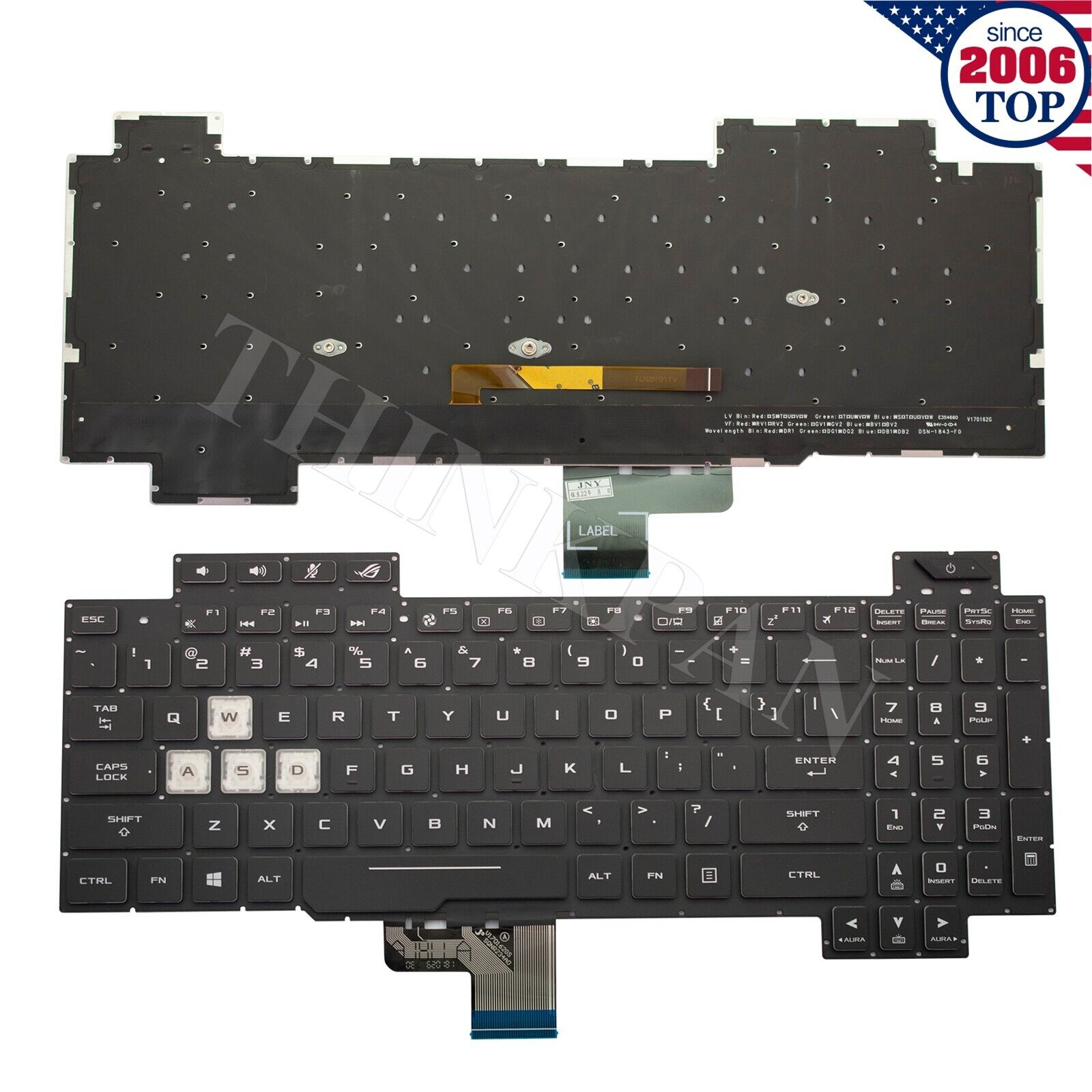 Genuine US Backlit Keyboard for Asus ROG Strix Scar II GL704 GL704GM GL704GV