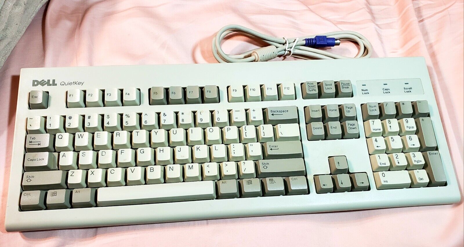 Vintage Dell Quietkey Mechanical PS/2 Computer Keyboard SK-1000REW Good COND