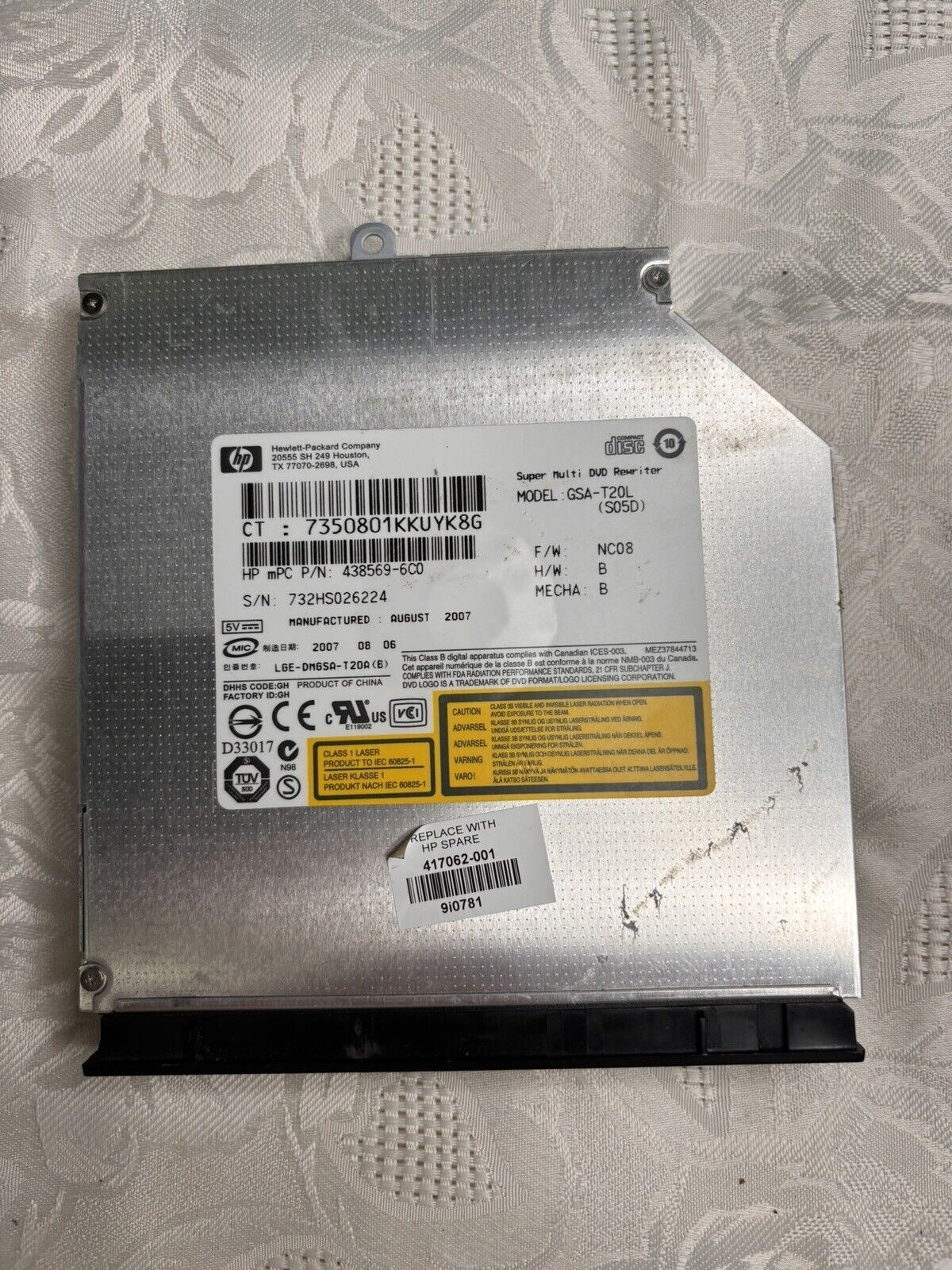 HP 438569-6C0, GSA-T20L -SO5N, IDE, SUPER MULTI DVD-RW