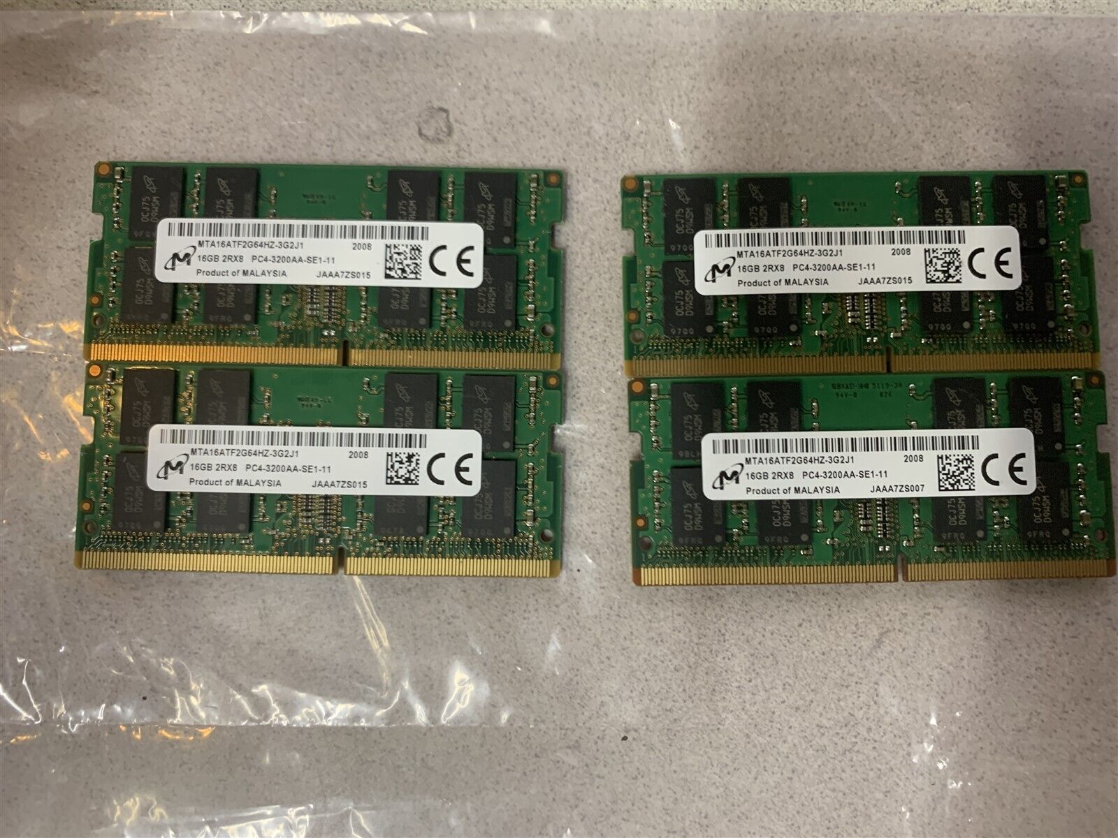 MICRON 64GB(4X16GB) PC4-3200AA MEMORY MTA16ATF2G64HZ-3G2J1