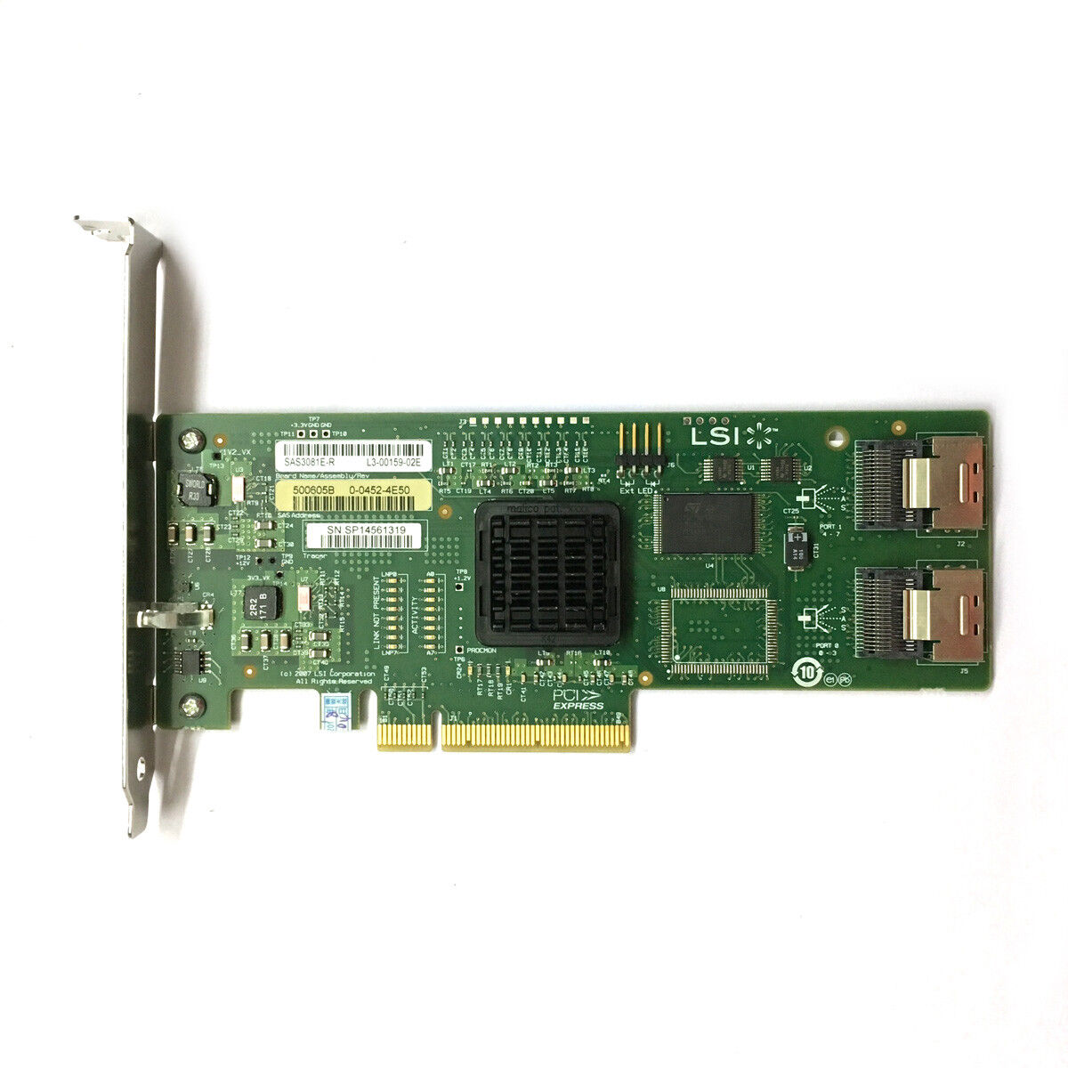 LSI SAS3081E-R 8-Port Internal SATA/SAS 3Gb/s PCI RAID Controller Card