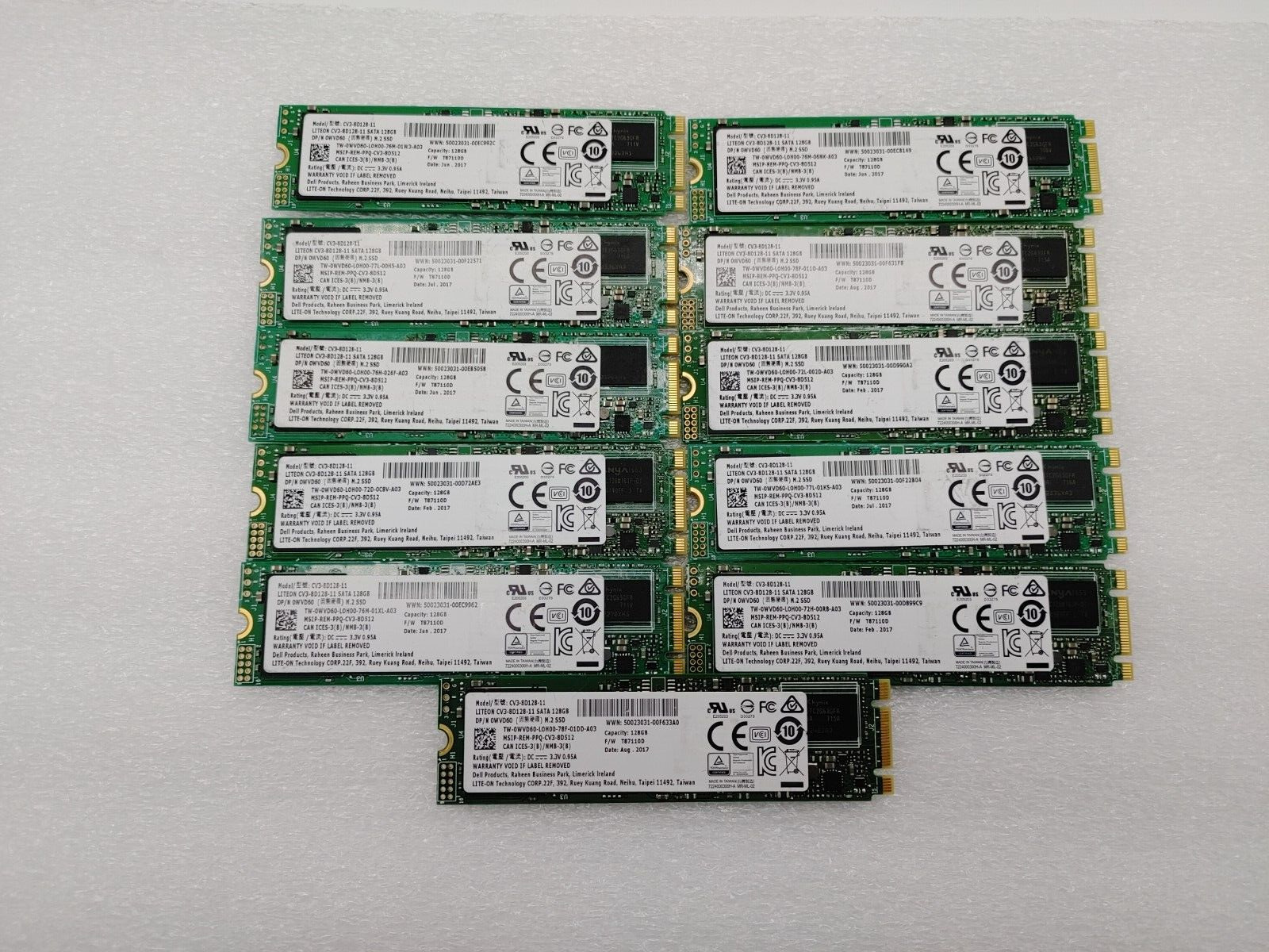 Lot of 11 Lite-On CV3-8D128-11 128Gb M.2 2280 SATA 6Gb/s Solid State SSD