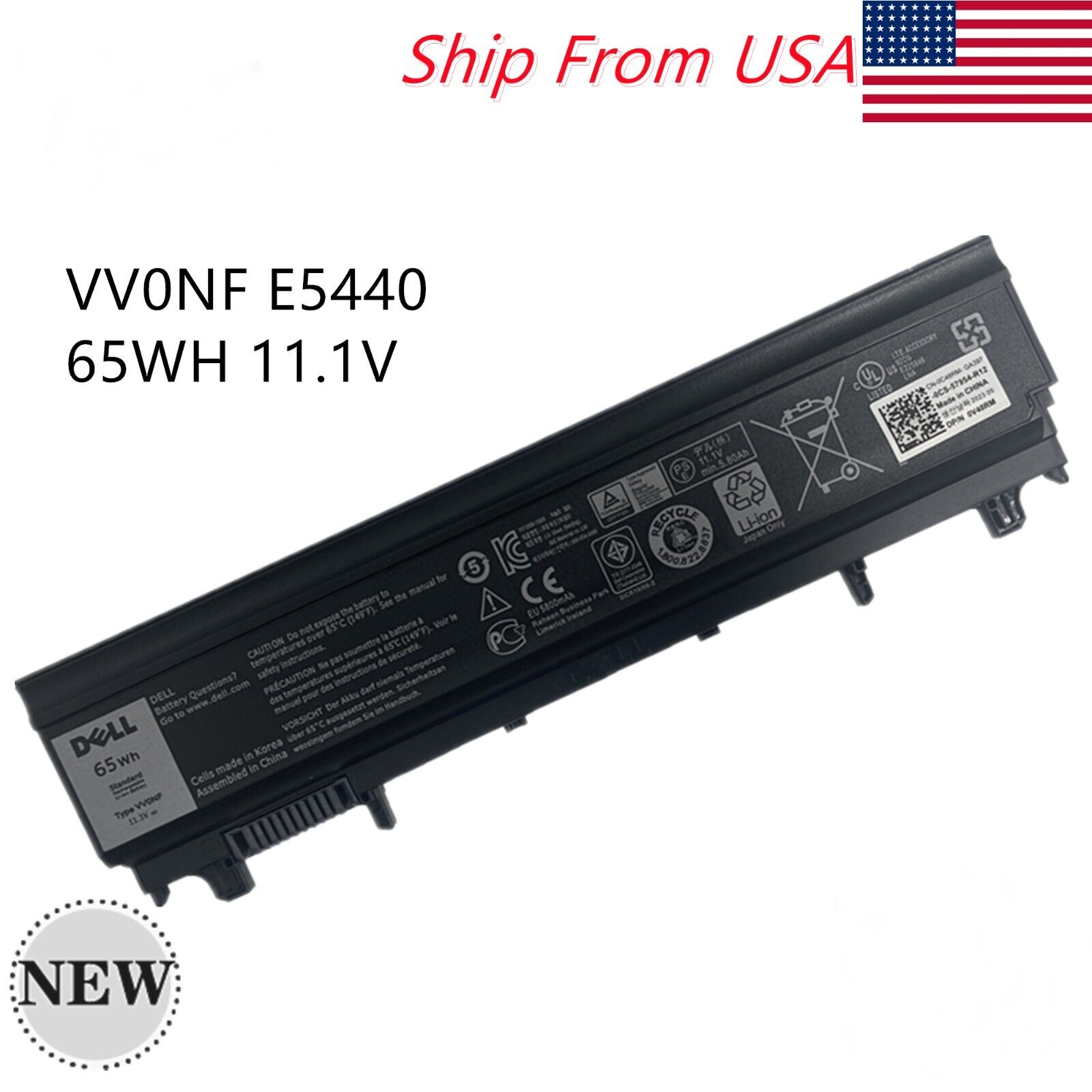 OEM 65WH 11.1V VV0NF Battery For Dell Latitude E5540 E5440 Series CXF66 F49WX US