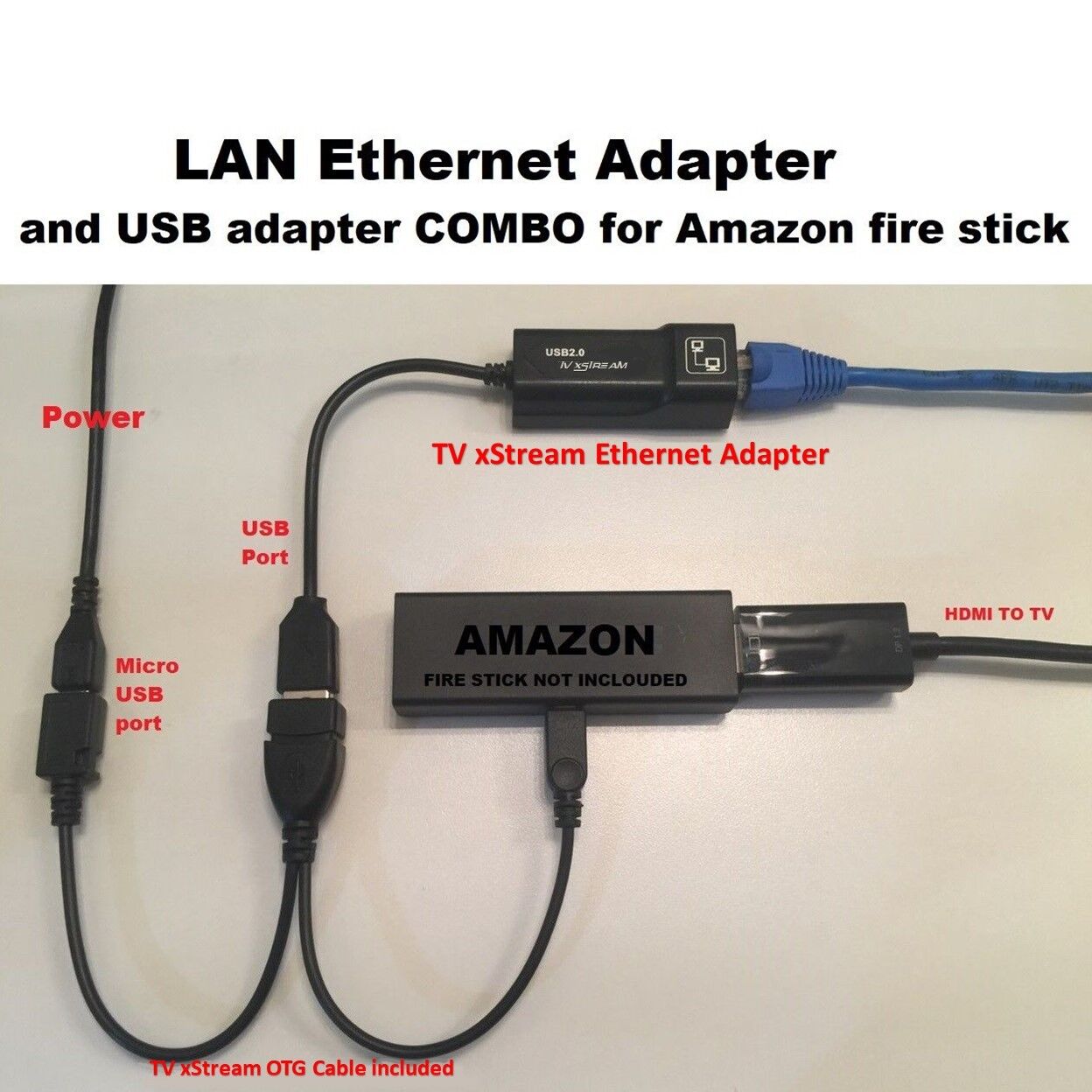 Amazon Fire Stick ETHERNET ADAPTER & USB OTG cable REDUCE BUFFERING - TV xStream