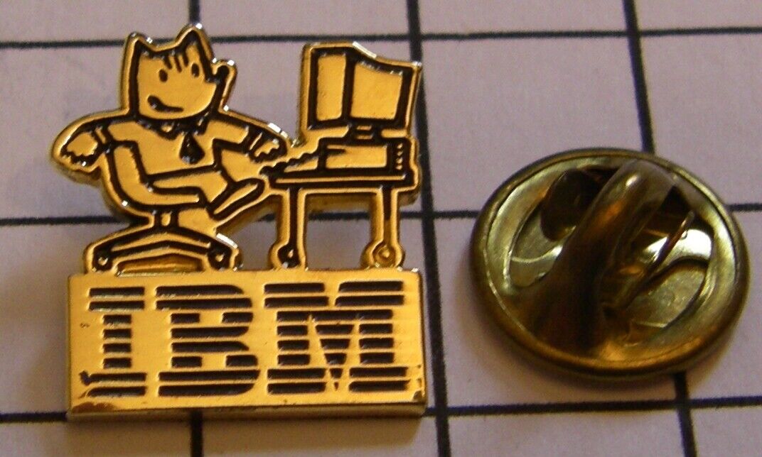 IBM COMPUTER OLYMPICS BARCELONA 92 COBI MASCOT Vintage Golden Tone PIN BADGE