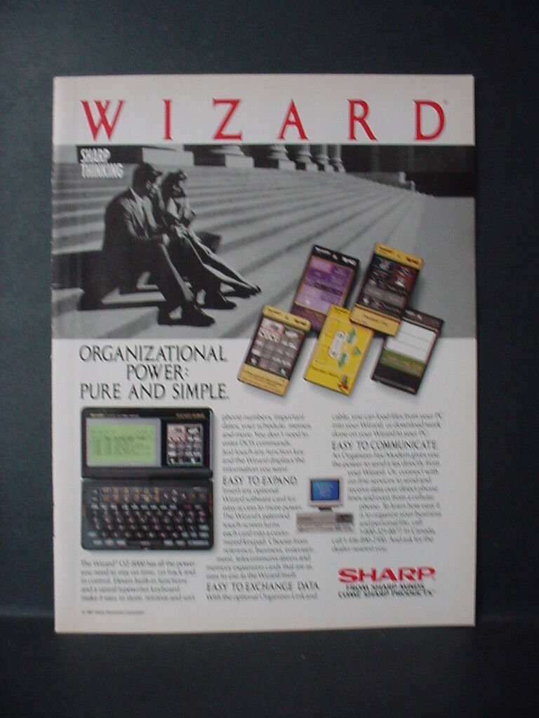 1991 Sharp Wizard OZ-8000 Organizer Vintage Print Ad 11319