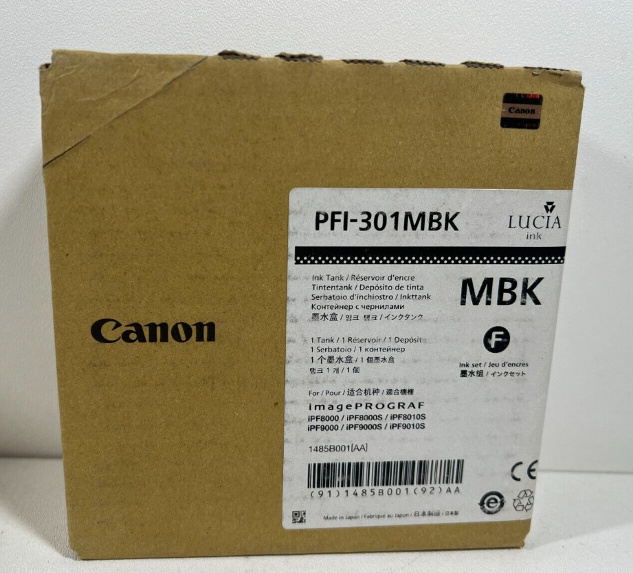 Genuine Canon PFI-301MBK iPF8000/9110 Matte Black Ink 1485B001, 1485B001(AA)