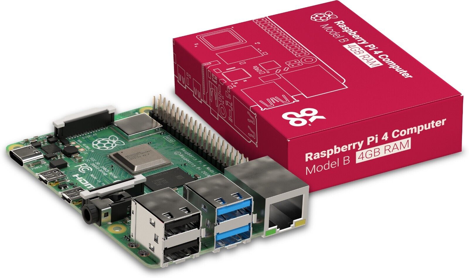 RASPBERRY PI 4 MODEL B - 4GB RAM Single Board Computer (RPI4-MODBP-4GB)