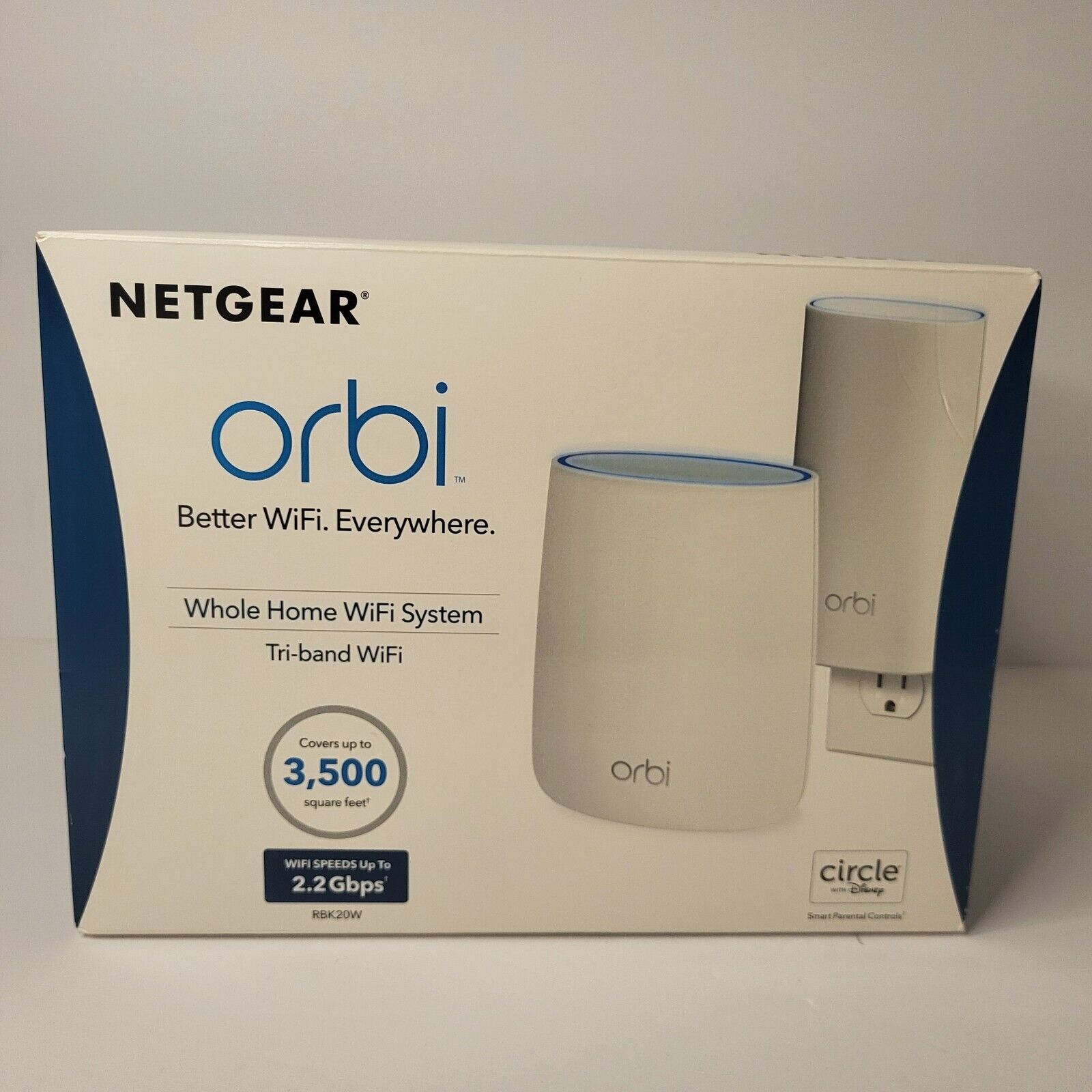 NETGEAR Orbi AC2200 Tri-Band Home Wi-Fi System - RBK20W-100NAS 2.2 Gbps