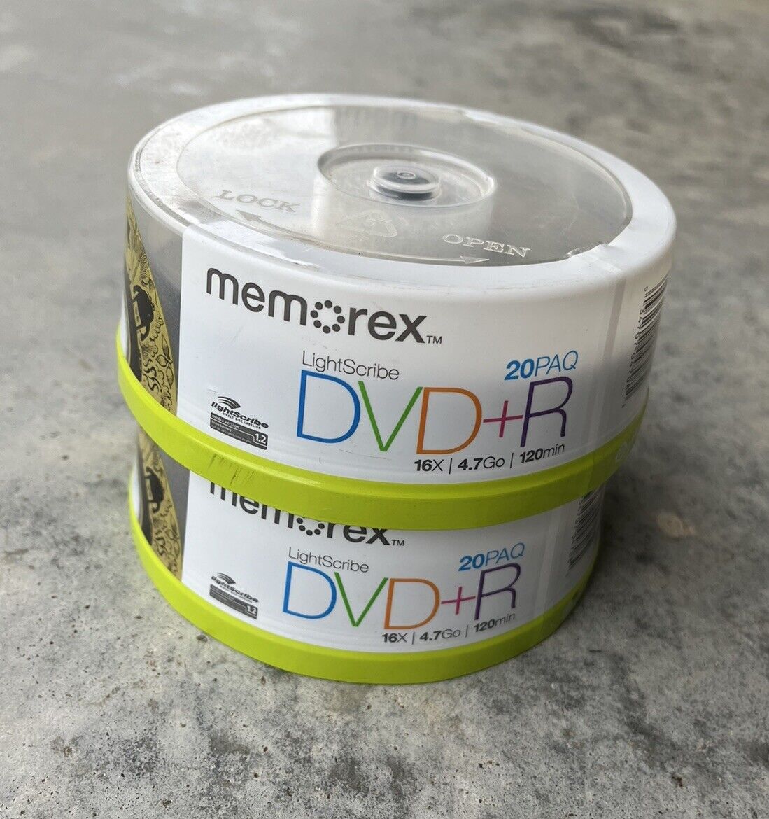 2 x Memorex - 20-Pack 16x LightScribe DVD+R Disc Spindle Model Brand New Sealed