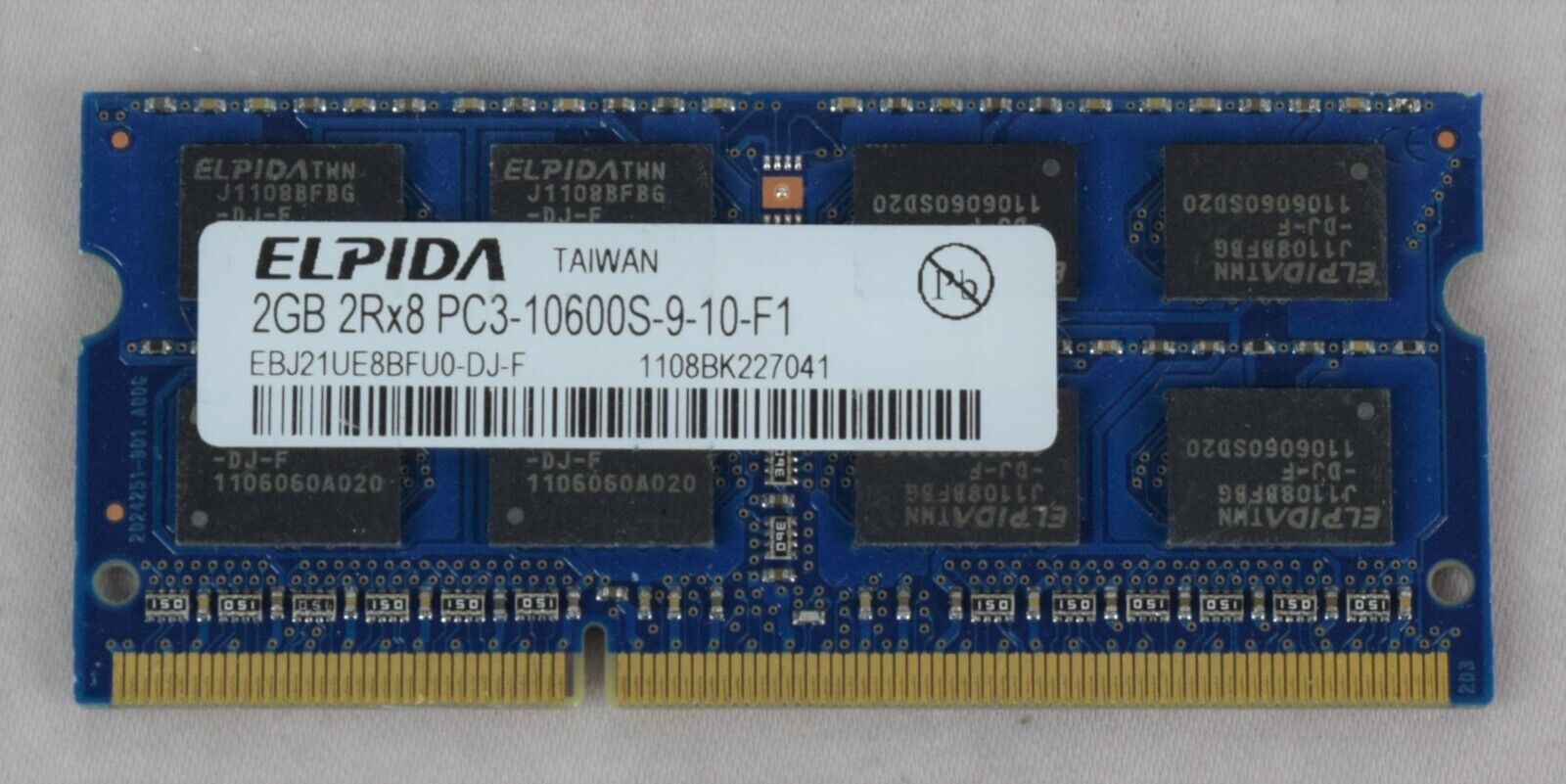 Elpida 2GB 2Rx8 PC3-10600S-9-10-F1 EBJ21UE8BFU0-DJ-F Memory RAM